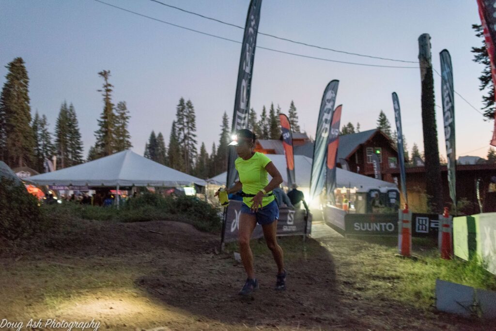 trail running at night with a headlamp